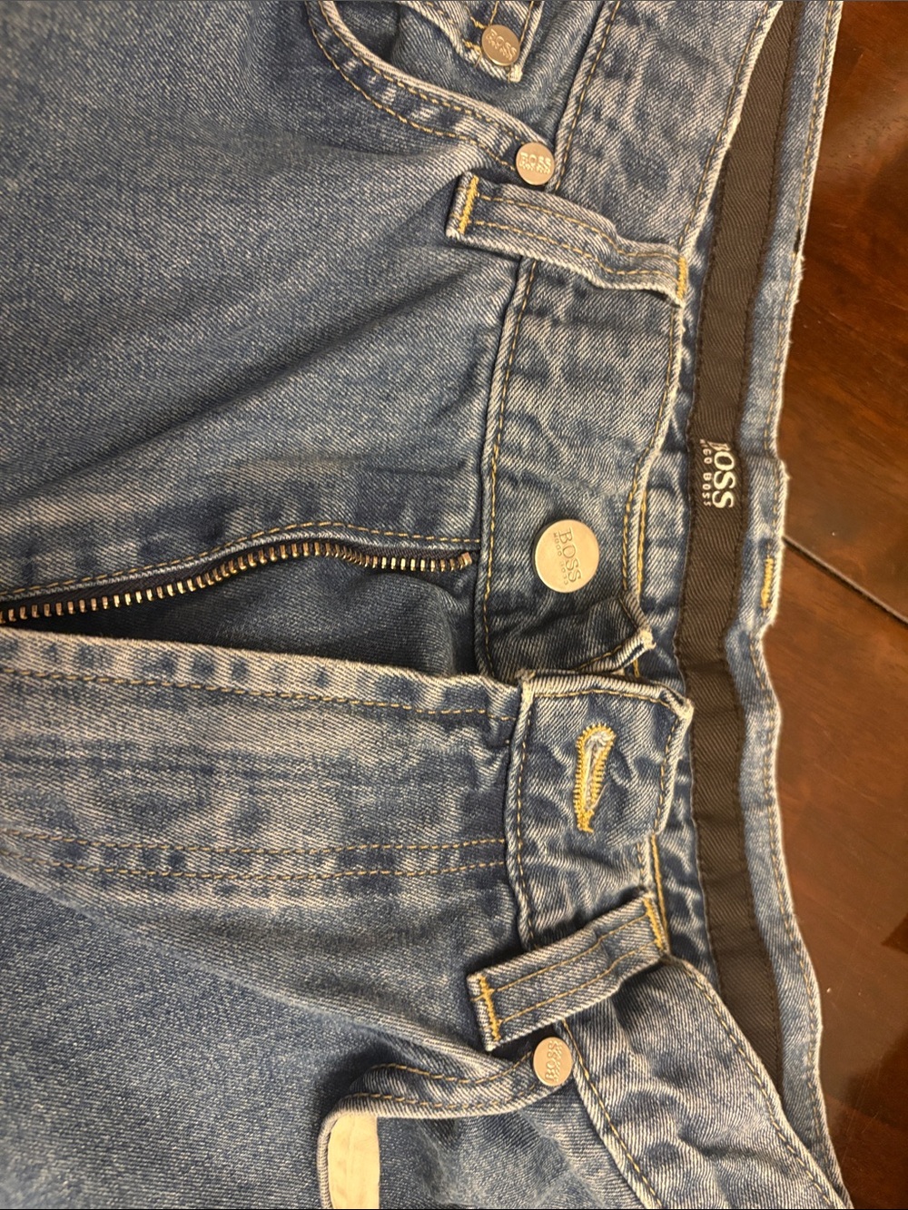 BOSS High-Rise Jeans in Mid Blue Denim